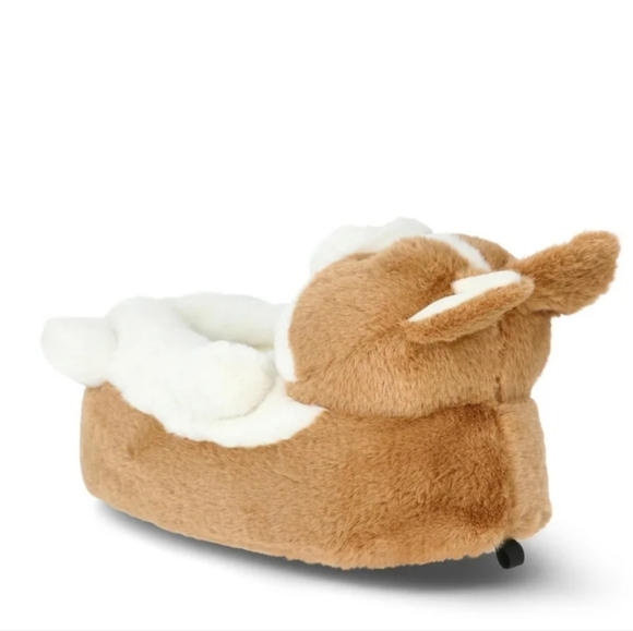Feetmoji cute white brown tongue out corgi dog fuzzy house slippers - Picture 2 of 11